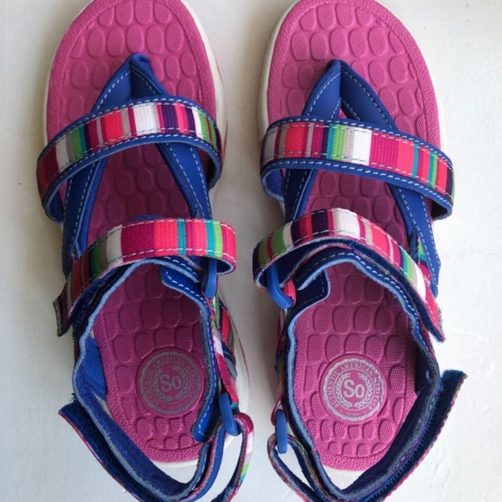 Kids Blue and Pink Sandals Size 3